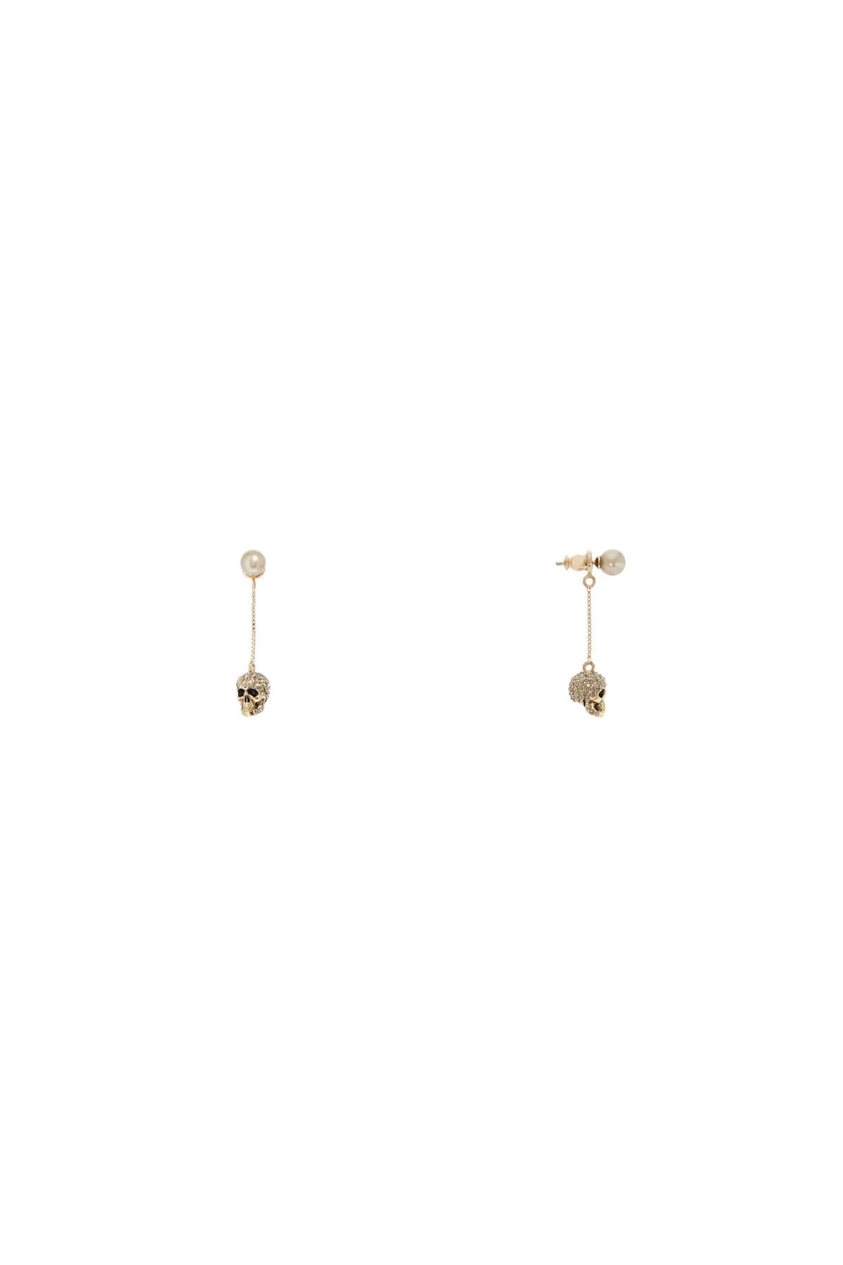 Alexander Mcqueen skull earrings with pavé and chain - VivaceVenus