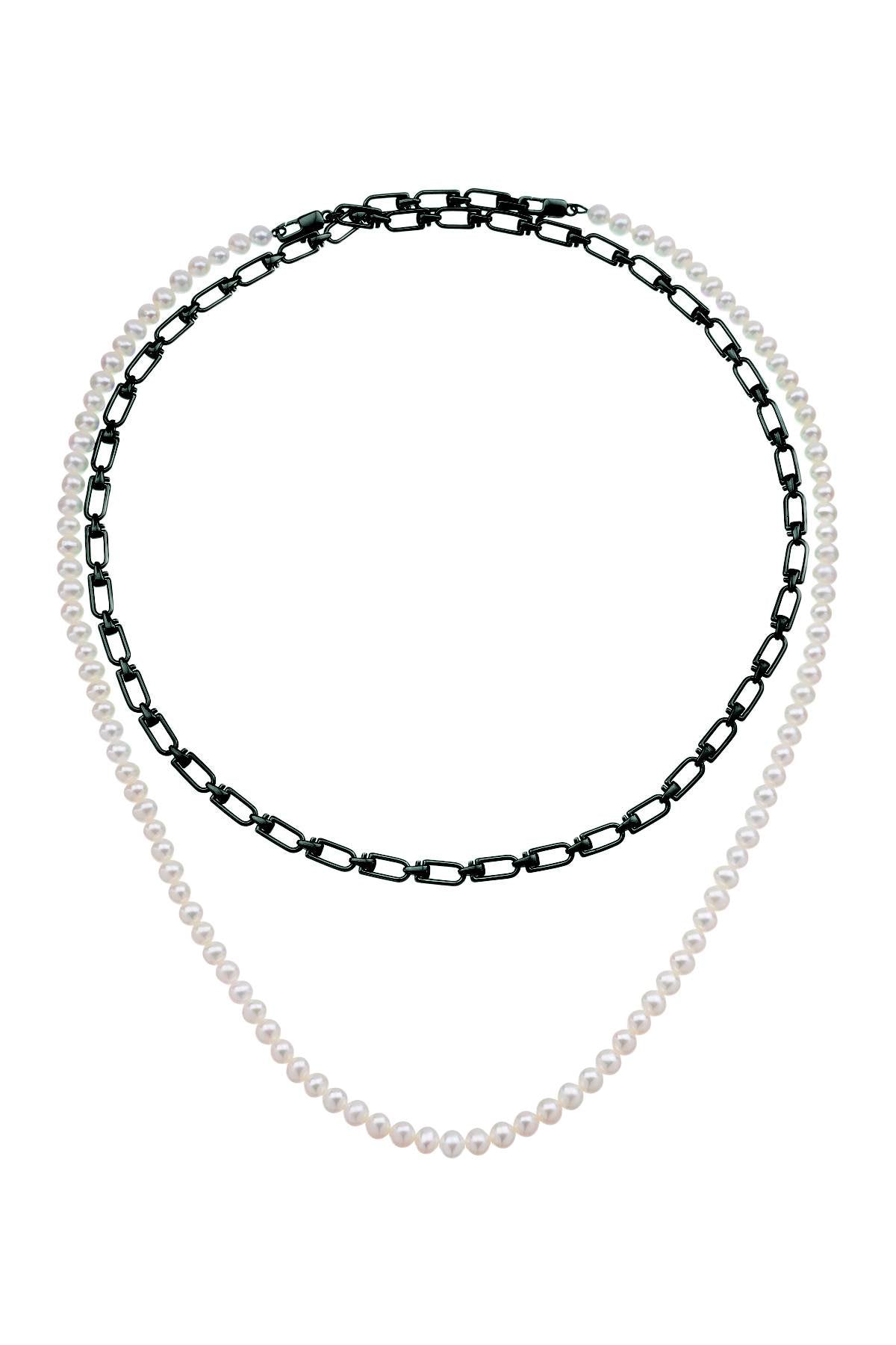 Eera 'Reine' Double Necklace With Pearls   White