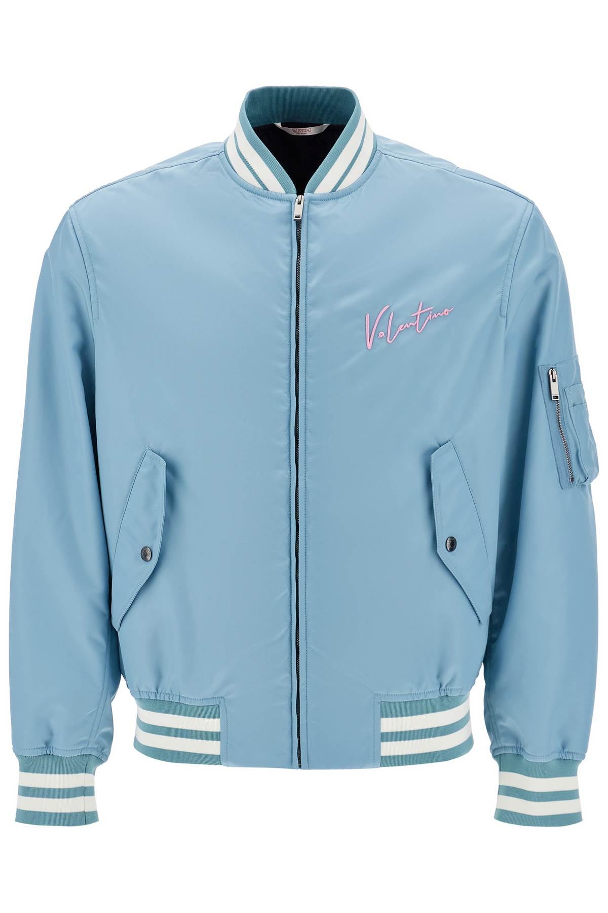 Valentino Garavani nylon bomber jacket with embroidery and print. - VivaceVenus