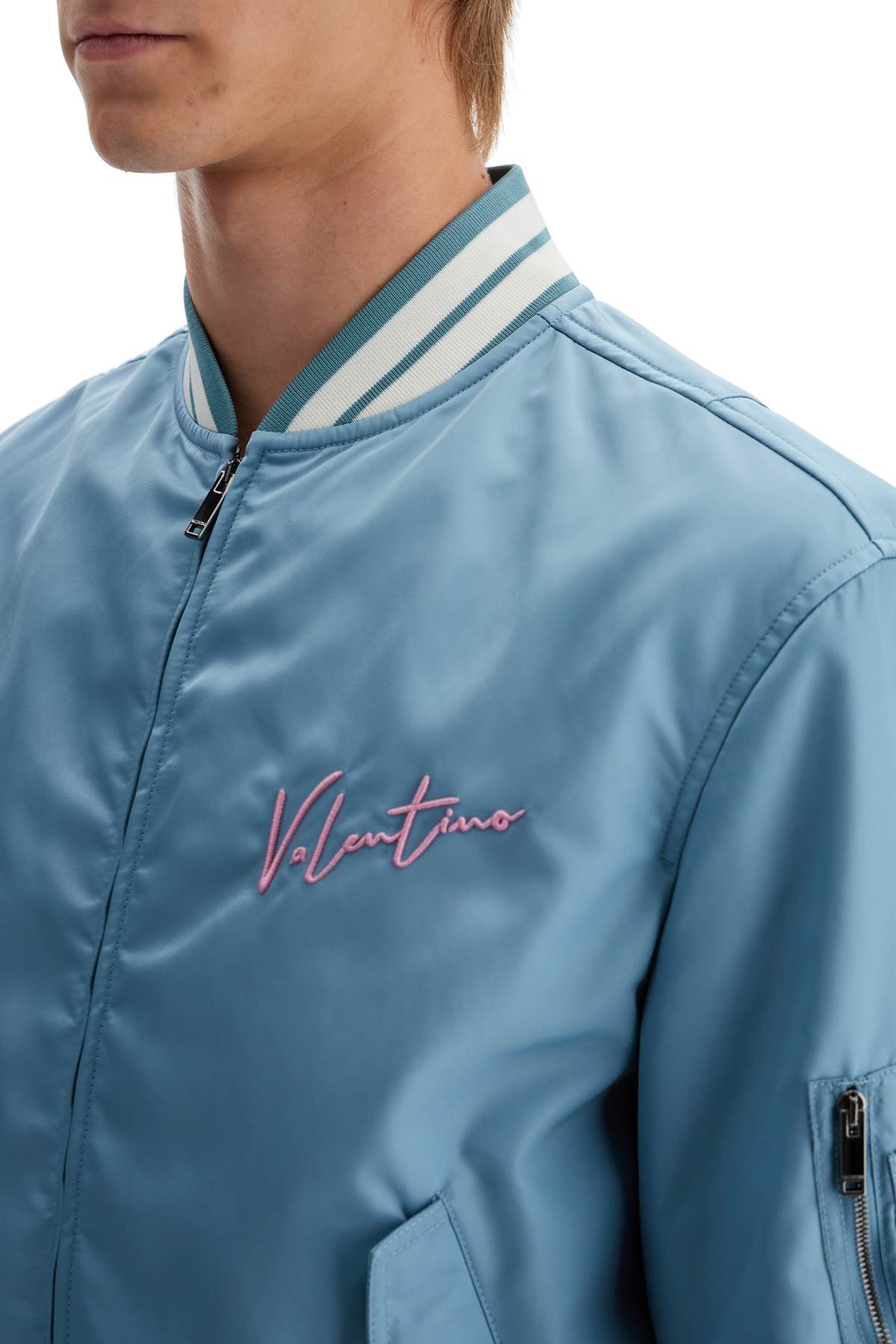 Valentino Garavani nylon bomber jacket with embroidery and print. - VivaceVenus