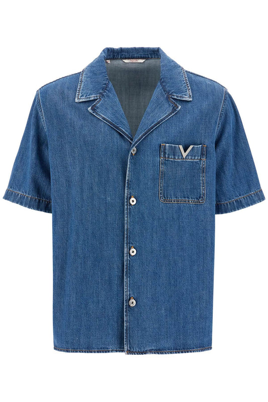 Valentino Garavani denim bowling shirt for men - VivaceVenus