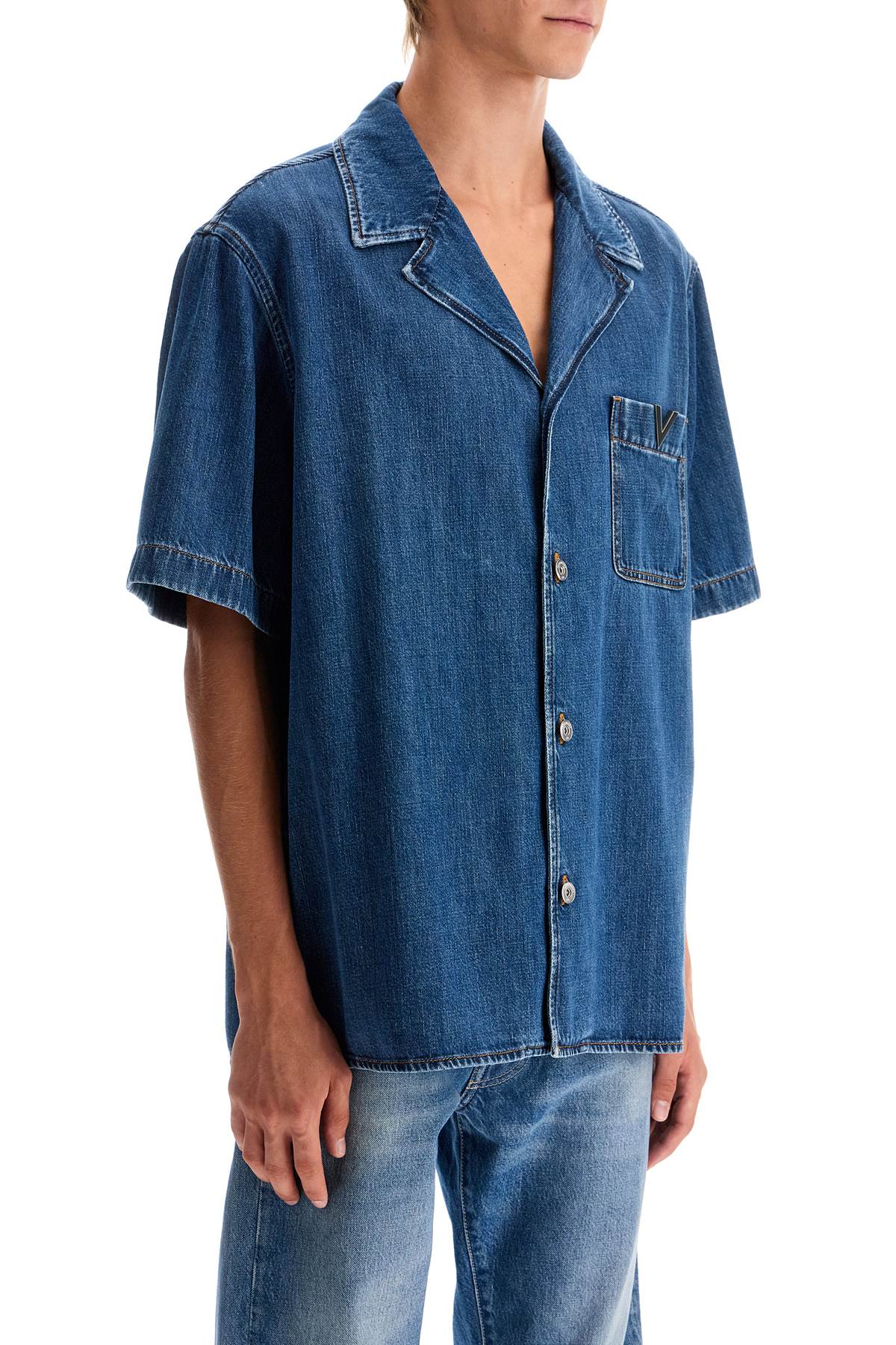 Valentino Garavani denim bowling shirt for men - VivaceVenus