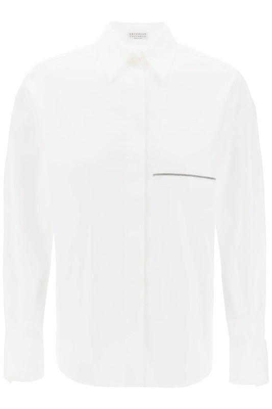 Brunello Cucinelli Replace With Double Quoteshirt With Jewel Detail On The   White