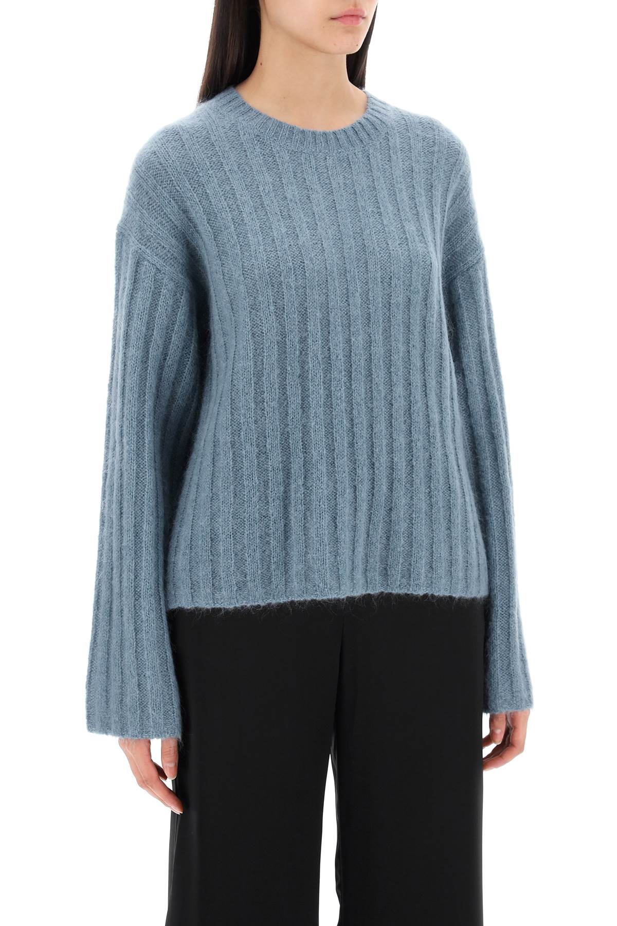 By Malene Birger Ribbed Knit Pullover Sweater   Light Blue