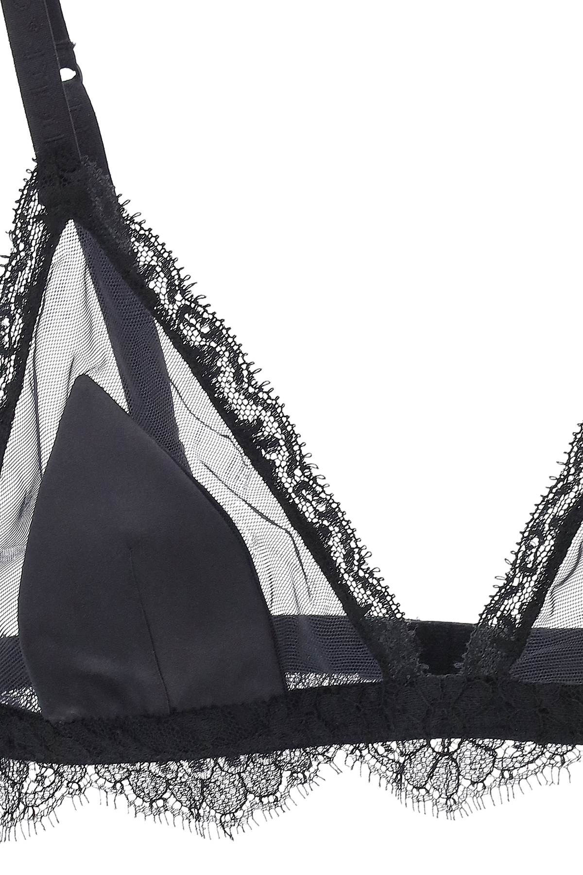 Dolce & Gabbana Triangle Satin And Lace Bra   Black