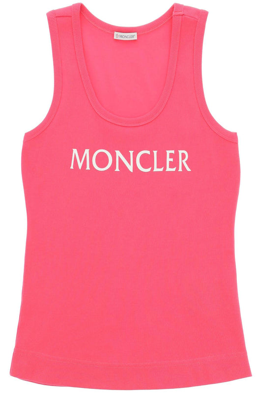 Moncler Logo Print Ribbed Tank Top   Fuxia