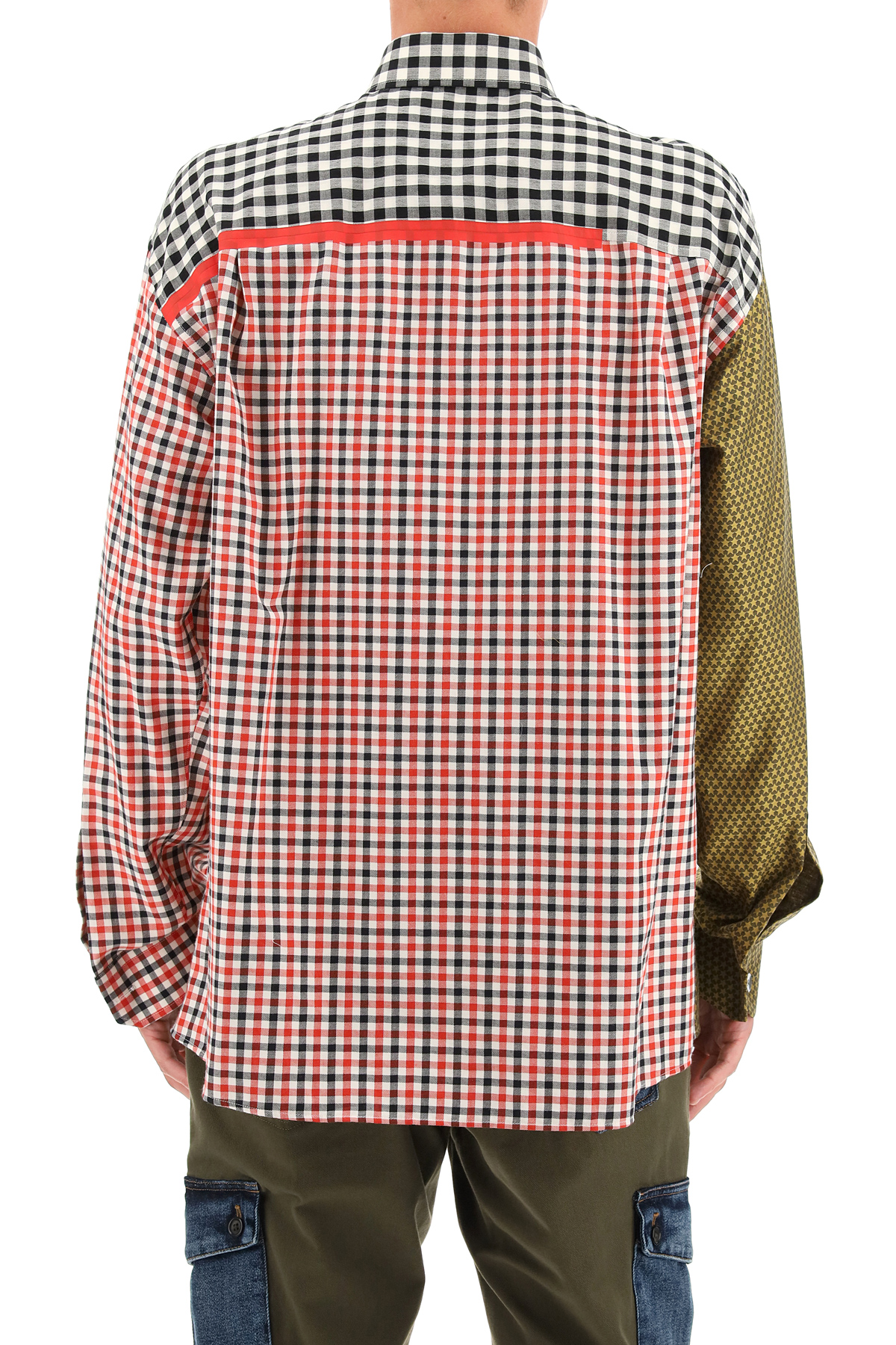Dolce & Gabbana Oversized Gingham Patchwork Shirt   Red