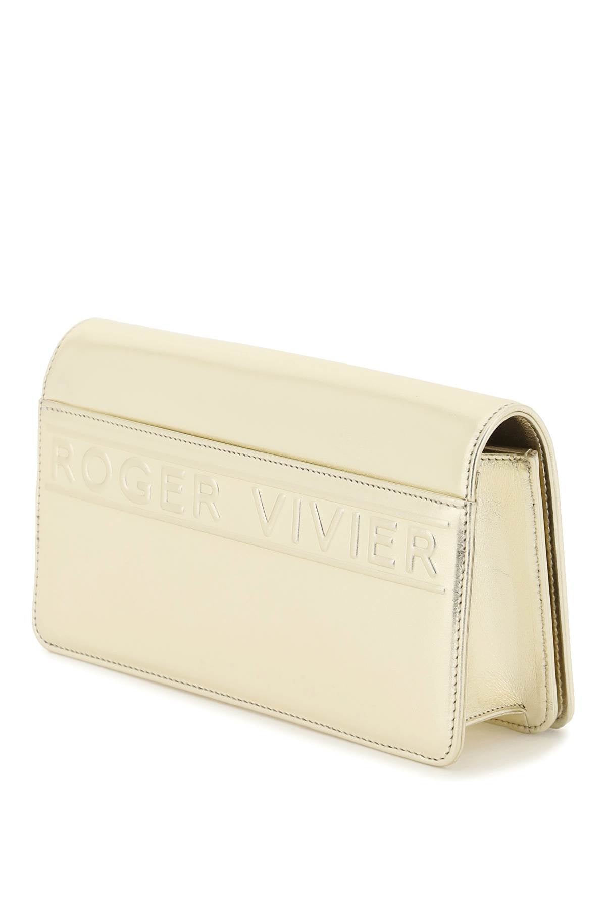 Roger Vivier Mini Viv' Choc Jewel Laminated Leather Bag   Oro