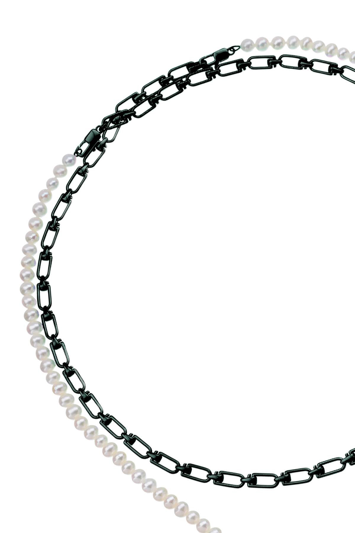 Eera 'Reine' Double Necklace With Pearls   White