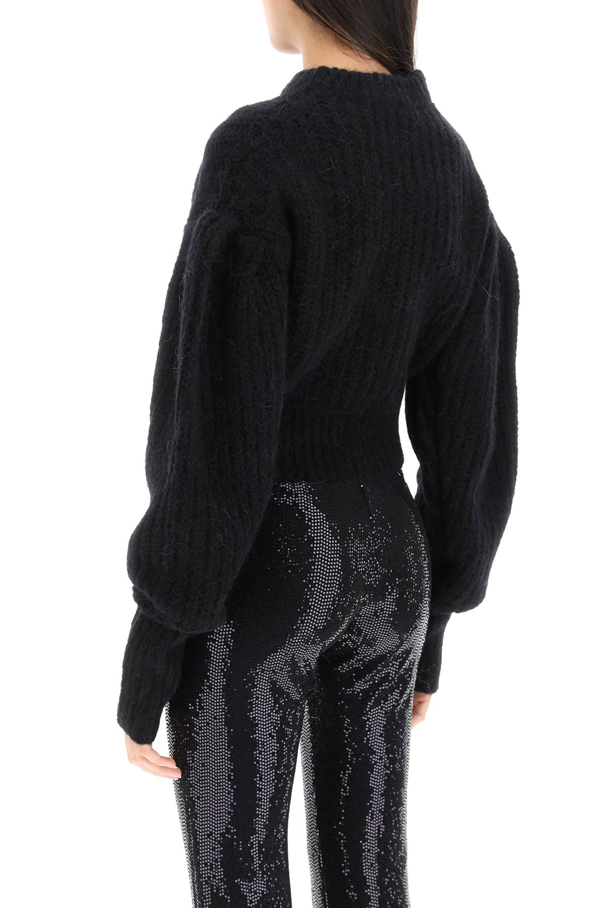 Rotate Wool And Alpaca Sweater With Logo   Nero