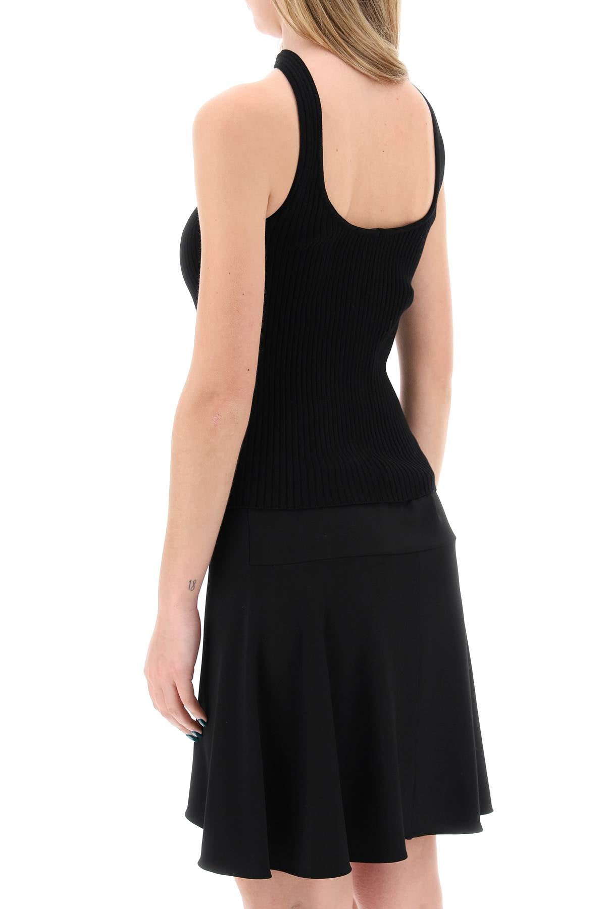 Courreges Replace With Double Quoteribbed Hyperbole Top In Kn   Black