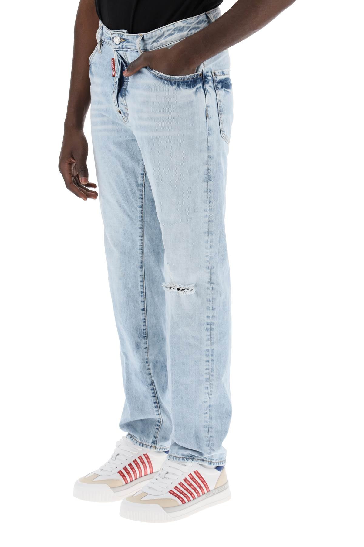 Dsquared2 Light Wash Palm Beach Jeans With 642   Blue