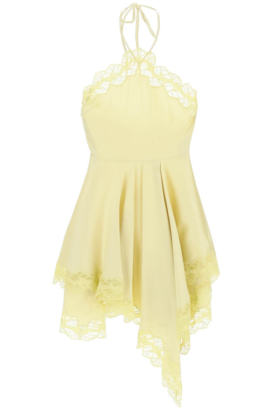 Stella McCartney asymmetric satin dress with lace detail - VivaceVenus