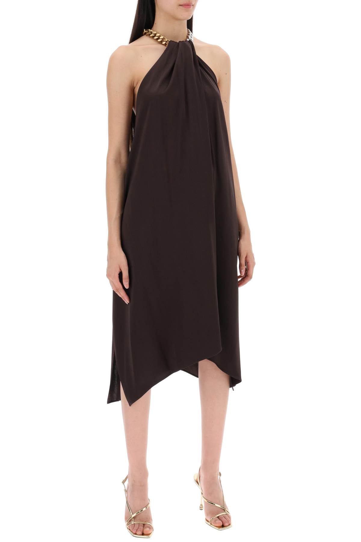 Stella McCartney satin midi dress with chain detail - VivaceVenus