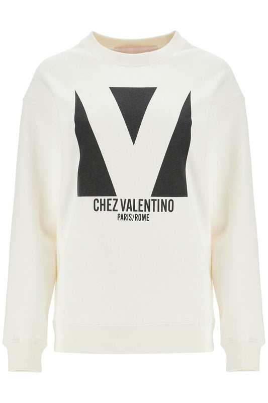 Valentino Garavani ivory cotton sweatshirt with bold stylized logo