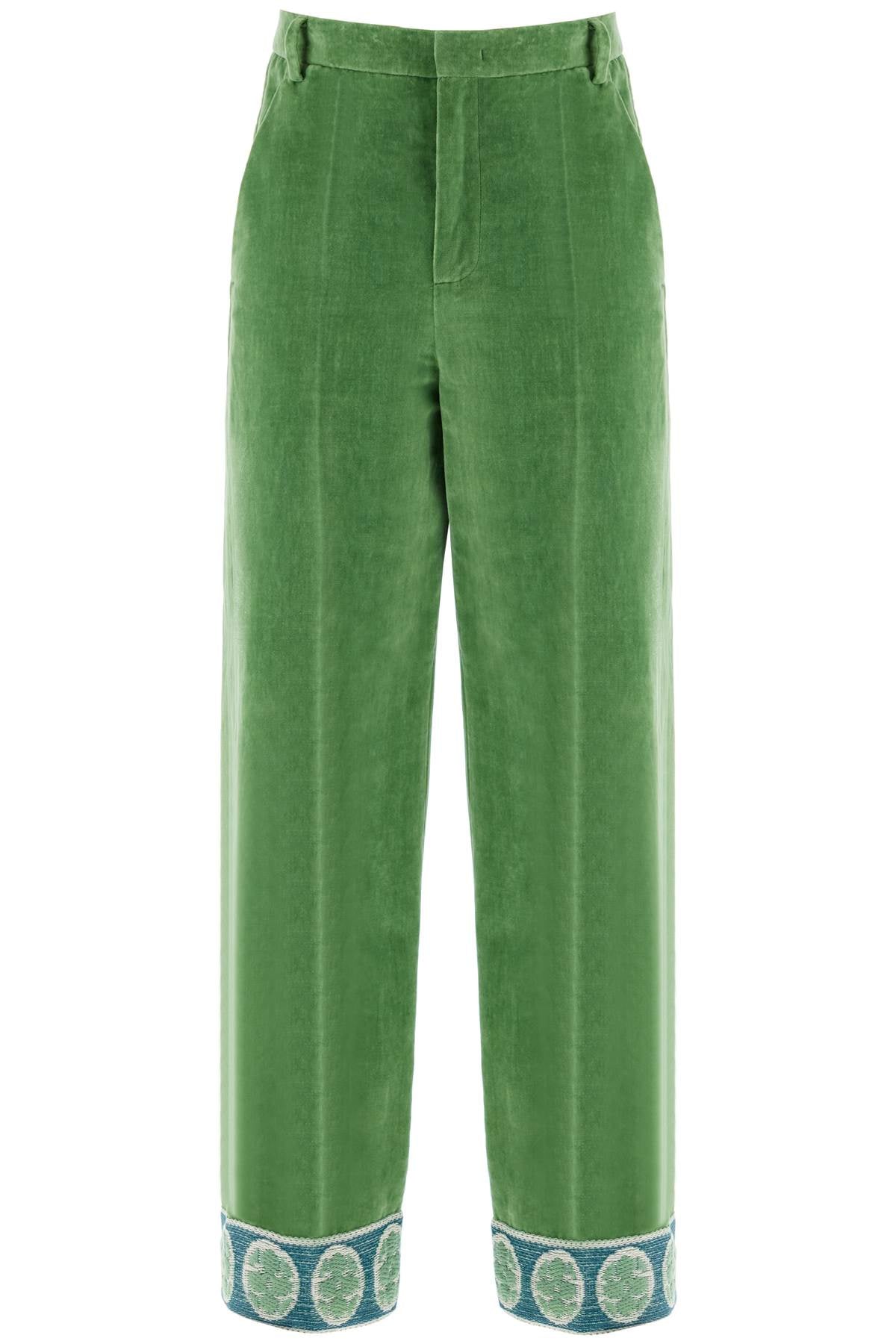 Valentino Garavani velvet pants with jacquard border - VivaceVenus