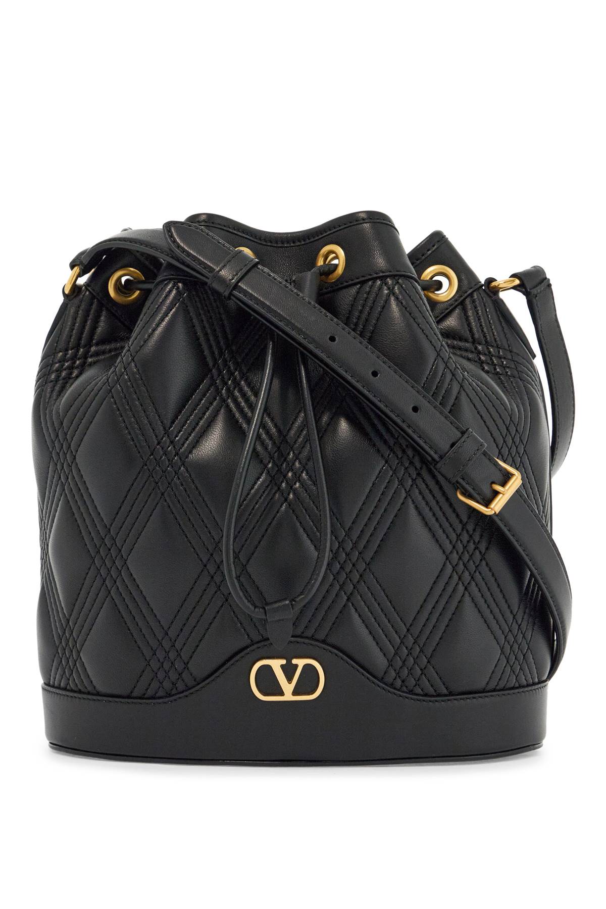 Valentino Garavani quilted black leather drawstring bag - VivaceVenus