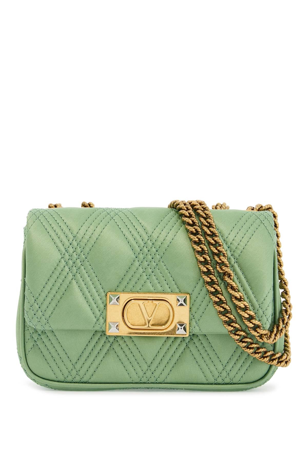 Valentino Garavani small quilted green silk shoulder bag with chain - VivaceVenus