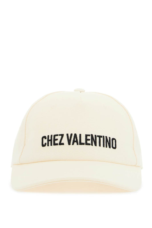 Valentino Garavani ivory cotton baseball cap with adjustable embroidered logo - VivaceVenus