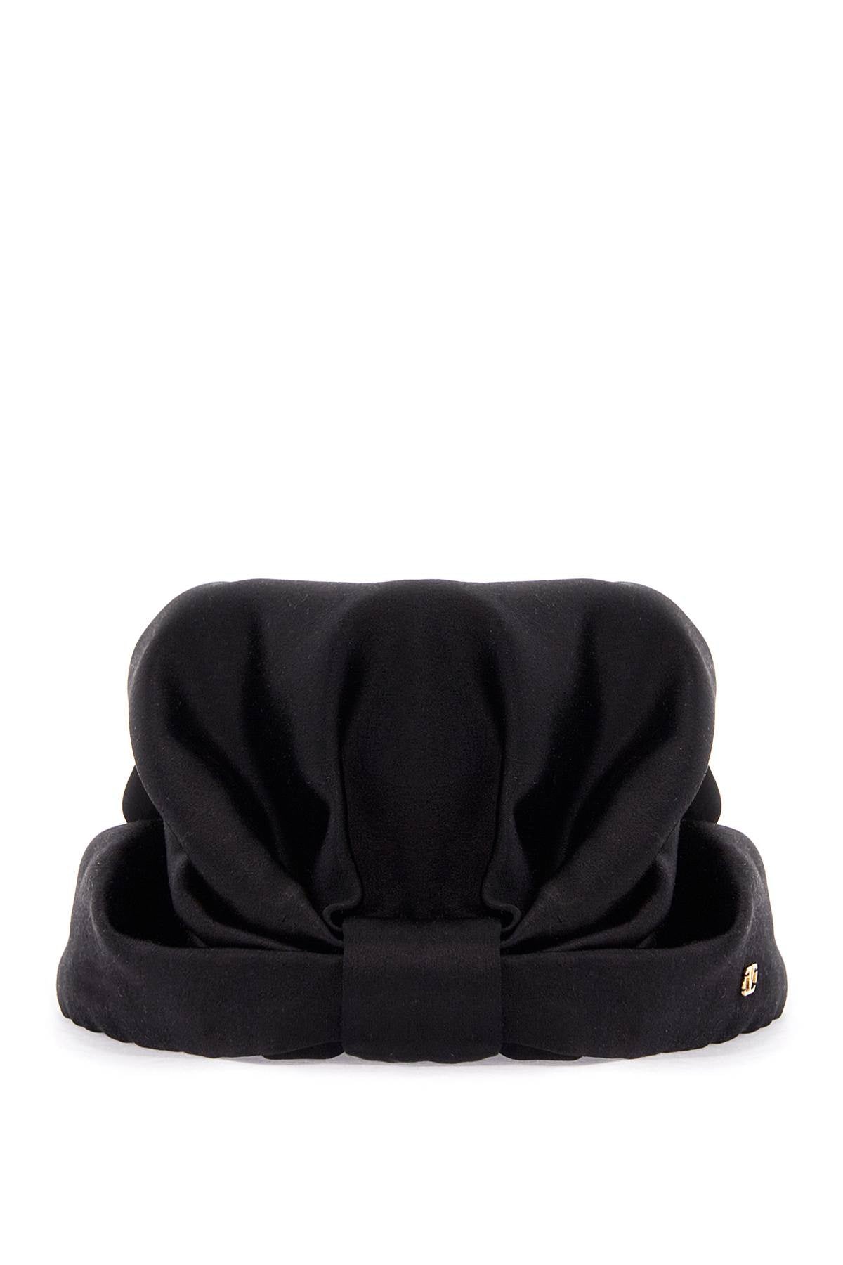 Valentino Garavani black silk turban with golden details and v logo