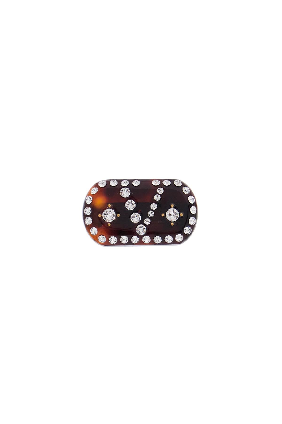 Valentino Garavani tortoiseshell green hair clip with crystals and gold details - VivaceVenus