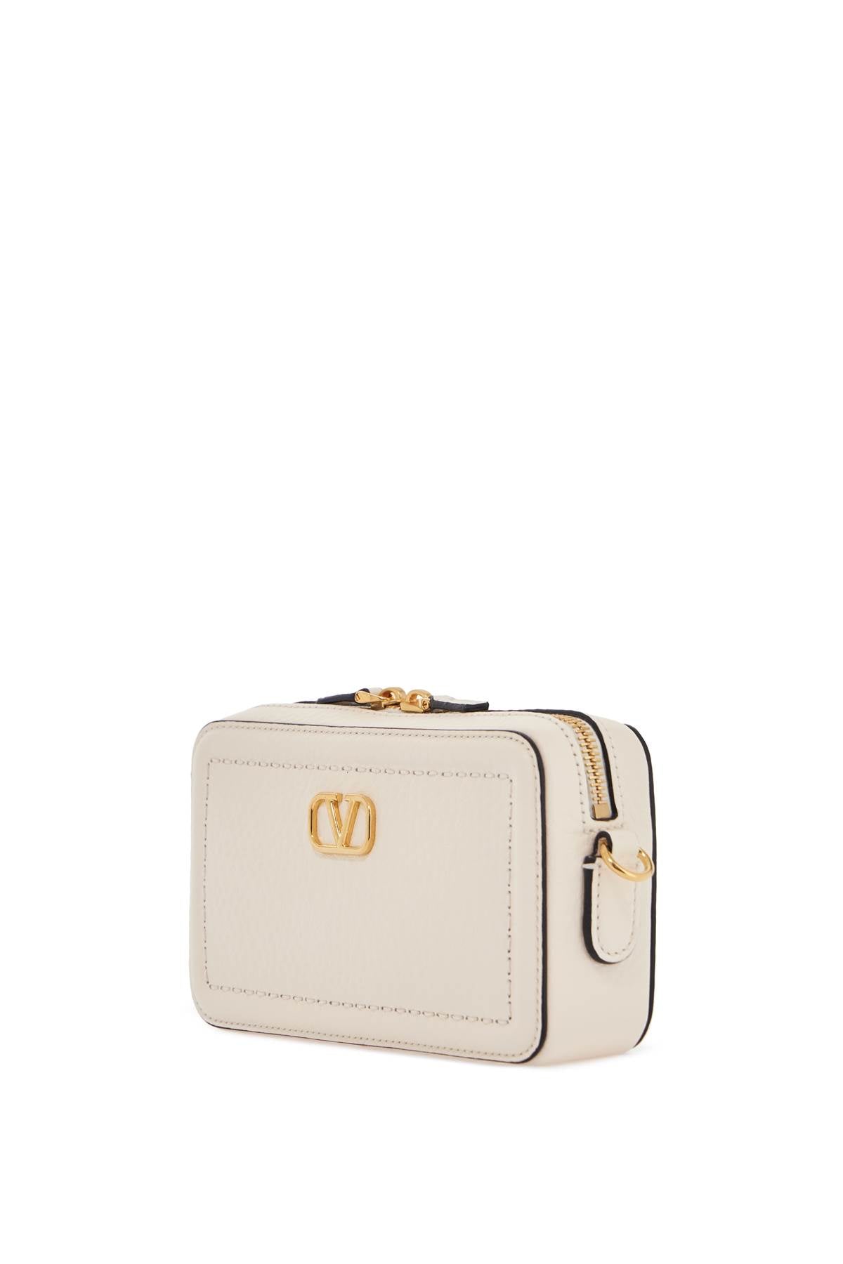 Valentino Garavani mini camera case in ivory leather with adjustable strap and golden details - VivaceVenus