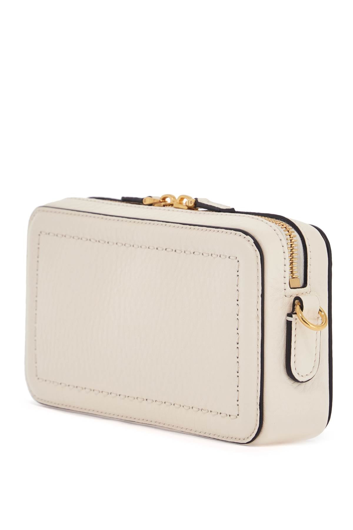 Valentino Garavani mini camera case in ivory leather with adjustable strap and golden details - VivaceVenus