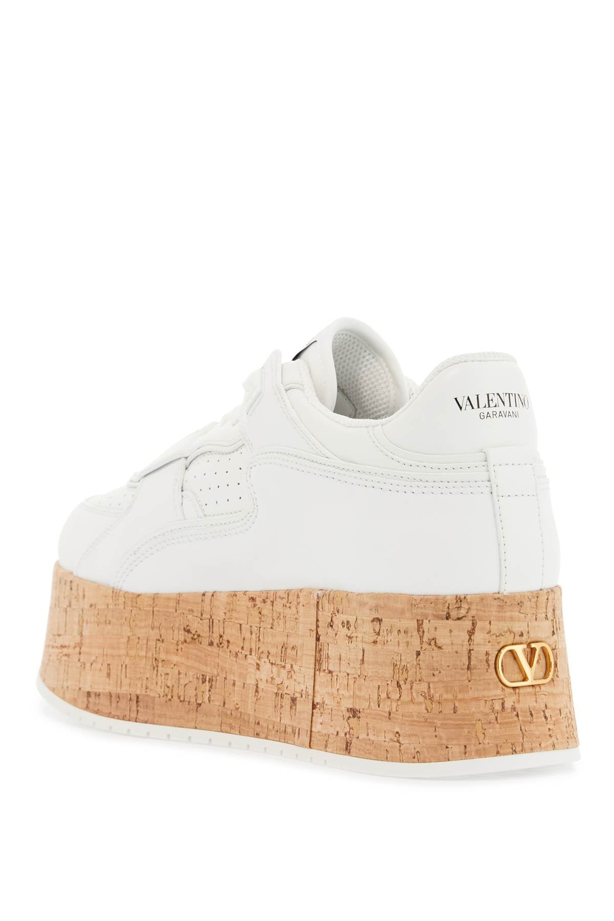 Valentino Garavani sneaker with cork sole and white leather perforated details - VivaceVenus