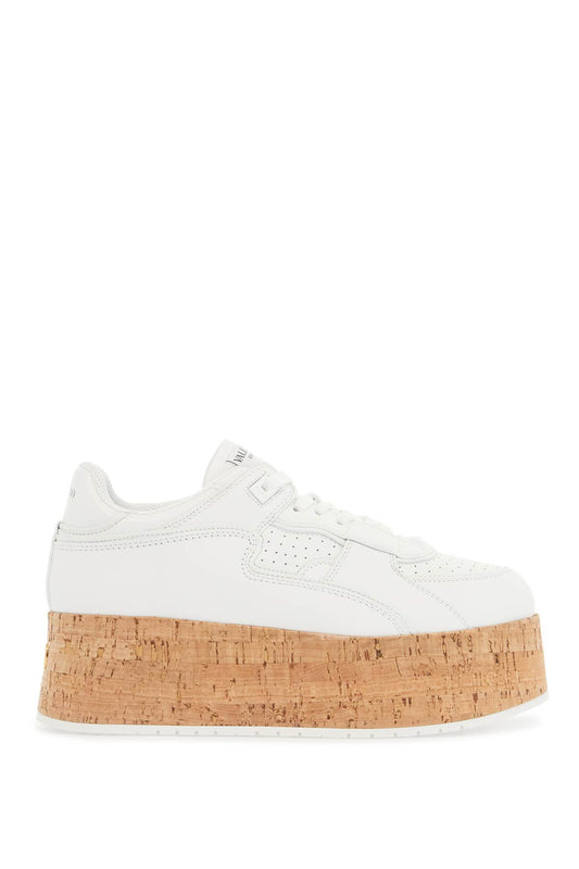 Valentino Garavani sneaker with cork sole and white leather perforated details - VivaceVenus