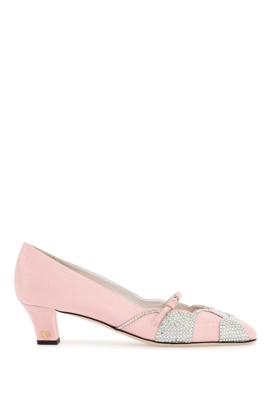 Valentino Garavani pink satin pumps with rhinestones - VivaceVenus