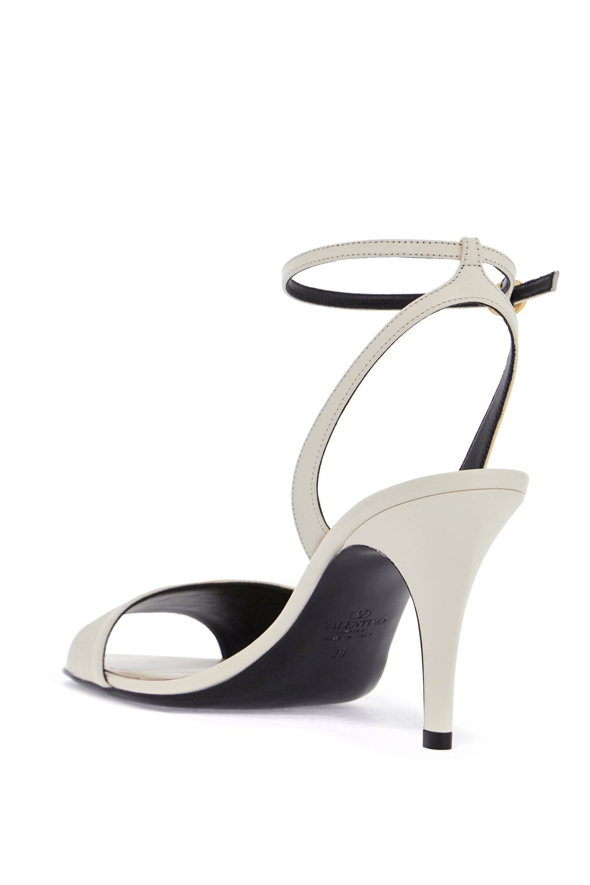 Valentino Garavani ivory goat leather stiletto sandal with striped strap - VivaceVenus