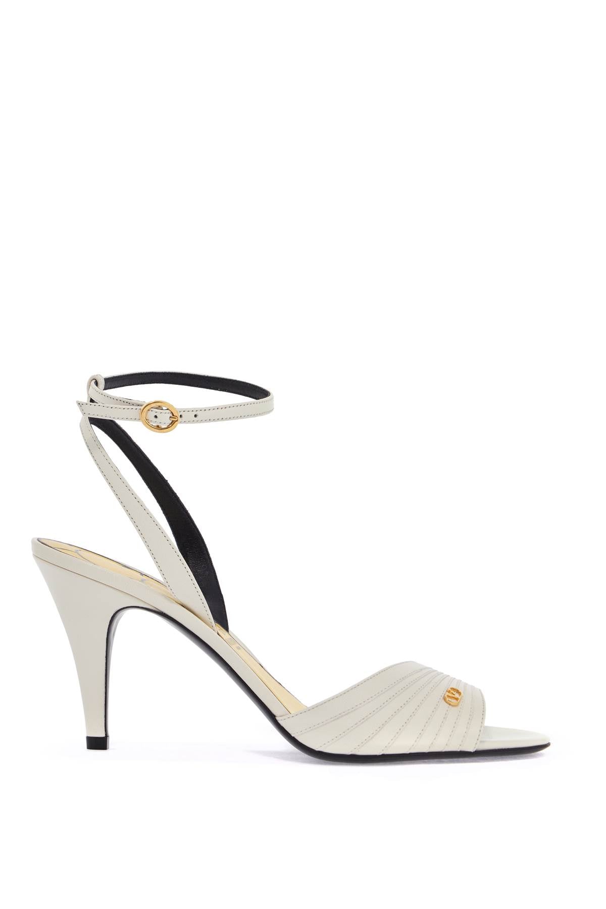 Valentino Garavani ivory goat leather stiletto sandal with striped strap - VivaceVenus