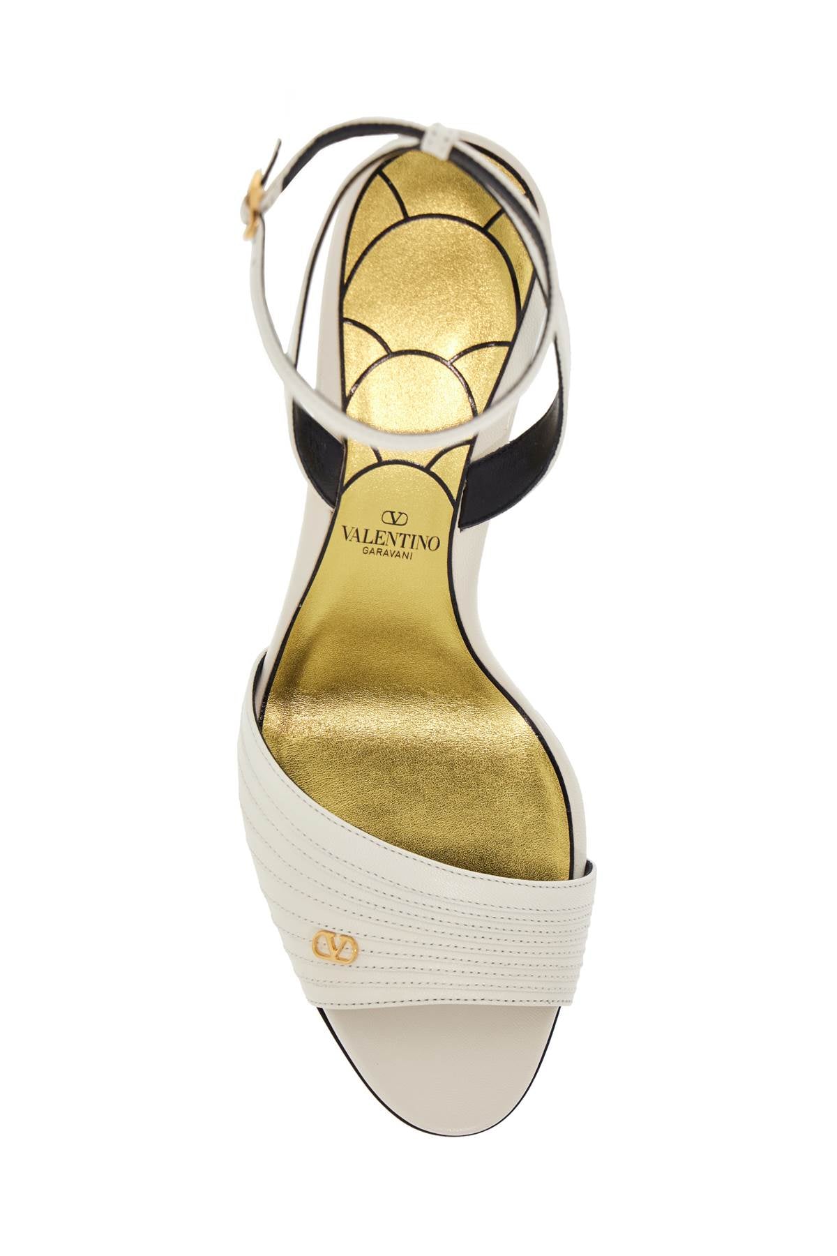 Valentino Garavani ivory goat leather stiletto sandal with striped strap - VivaceVenus