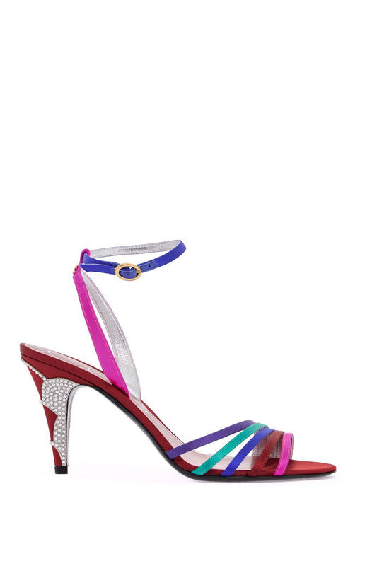 Valentino Garavani multicolor high heel sandals with strass in calfskin and red sole - VivaceVenus