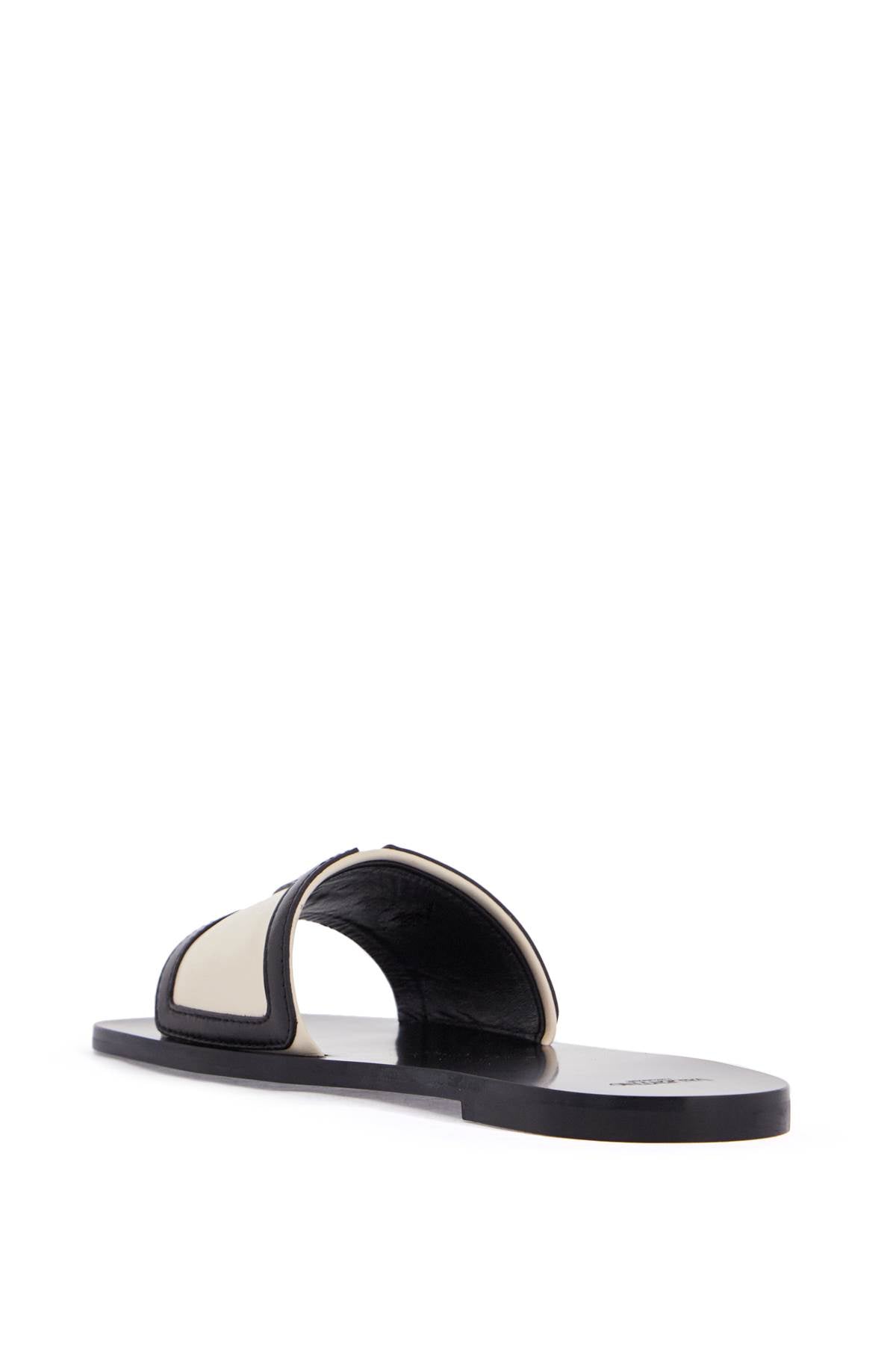 Valentino Garavani butter white and black synthetic slides with wide strap - VivaceVenus