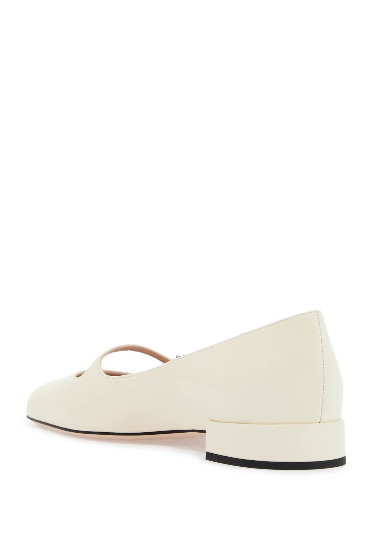 Valentino Garavani ivory kid leather ballerinas with crystal flower - VivaceVenus