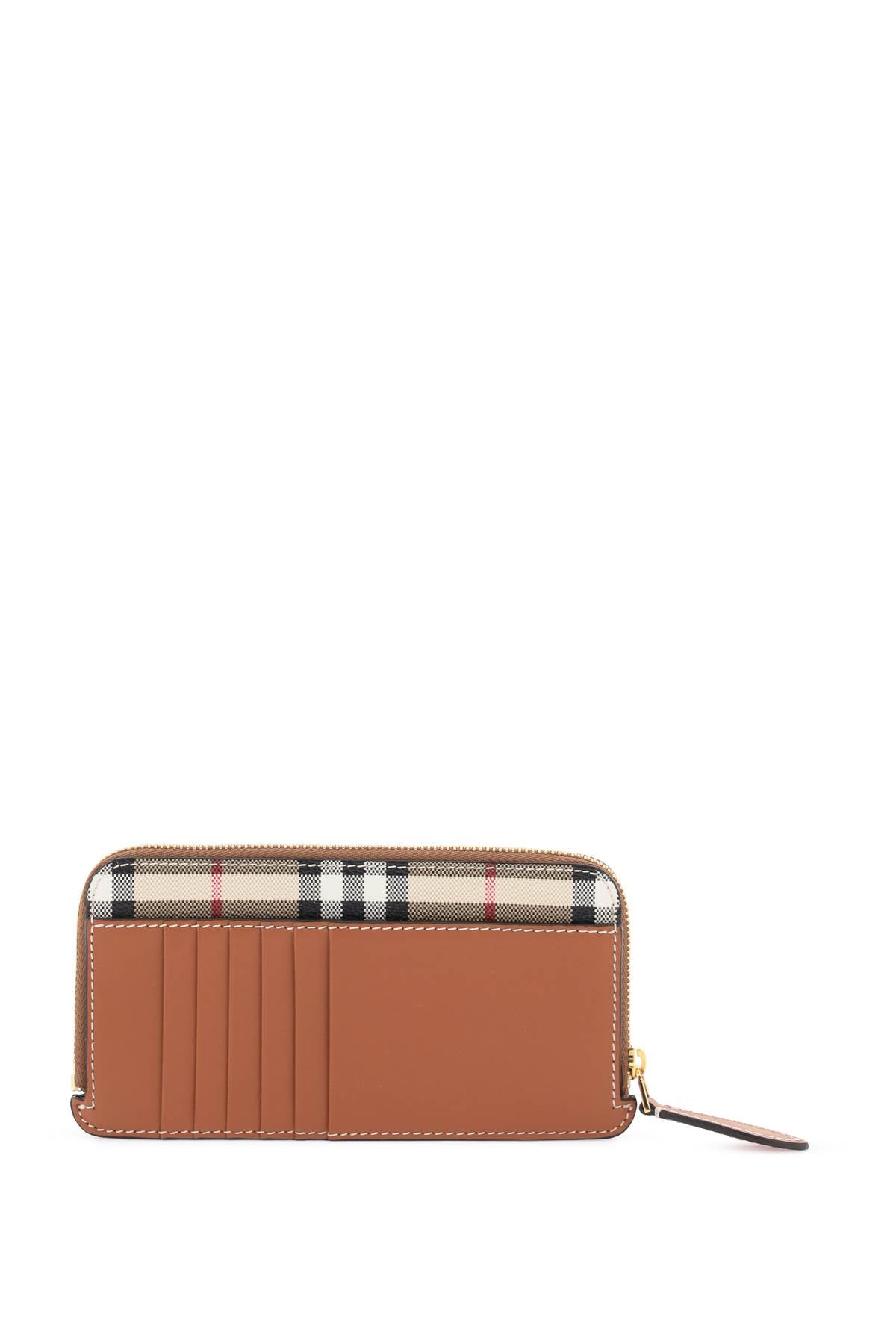 Burberry Check Faux Leather Wallet   Marrone