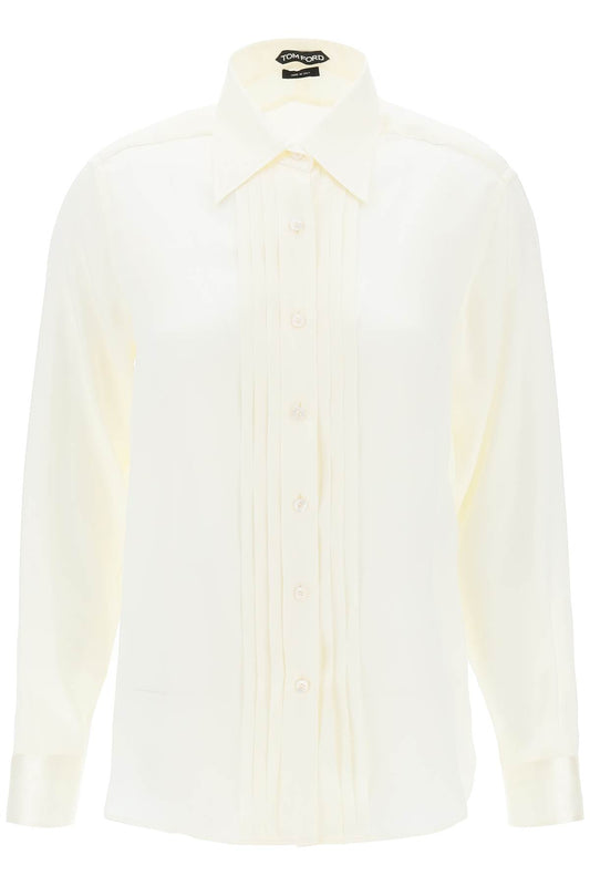 Tom Ford Silk Charmeuse Blouse Shirt   White