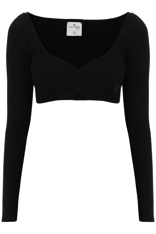 Courreges Ribbed Cropped Sweater   Nero