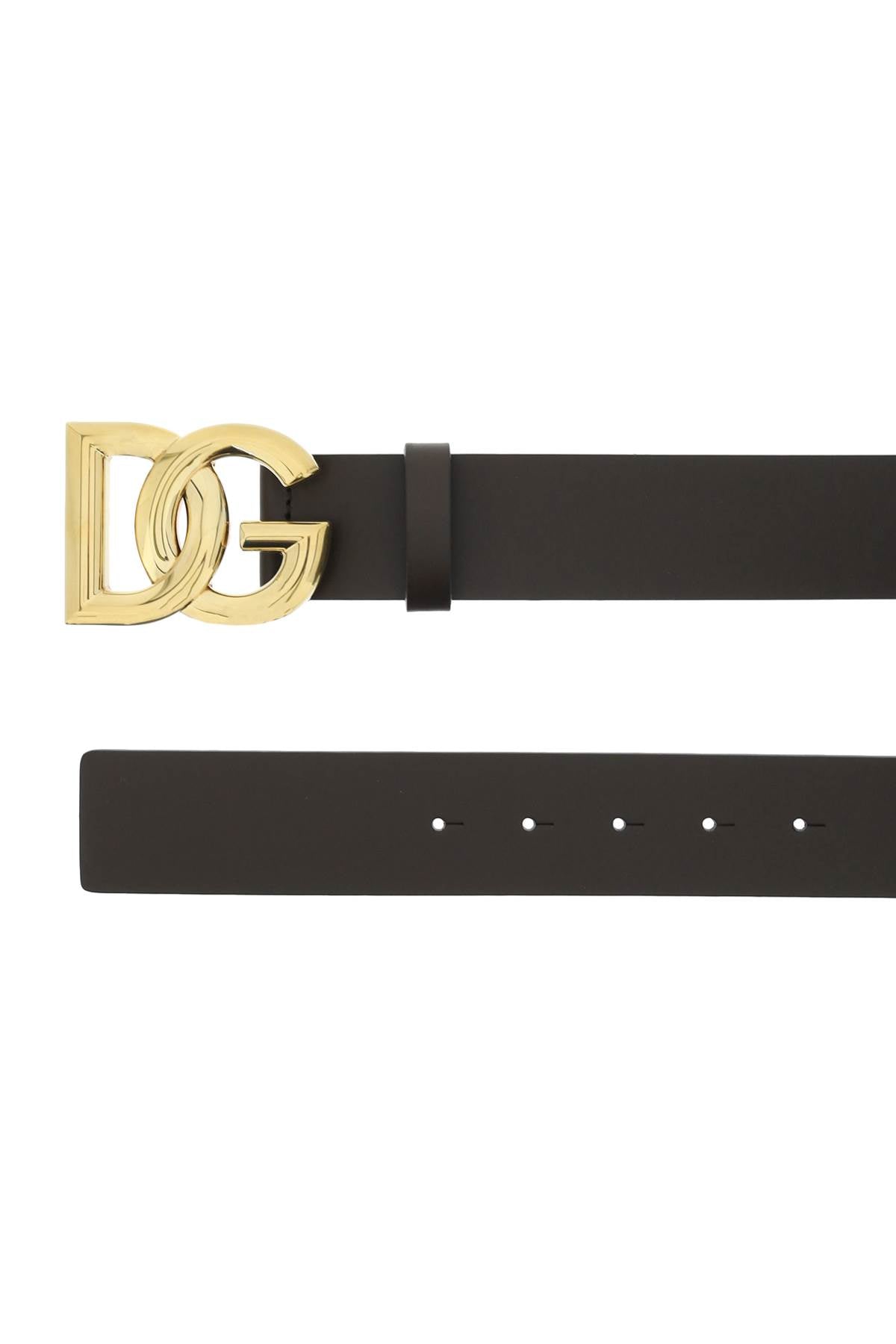 Dolce & Gabbana Lux Leather Belt With Dg Buckle   Nero