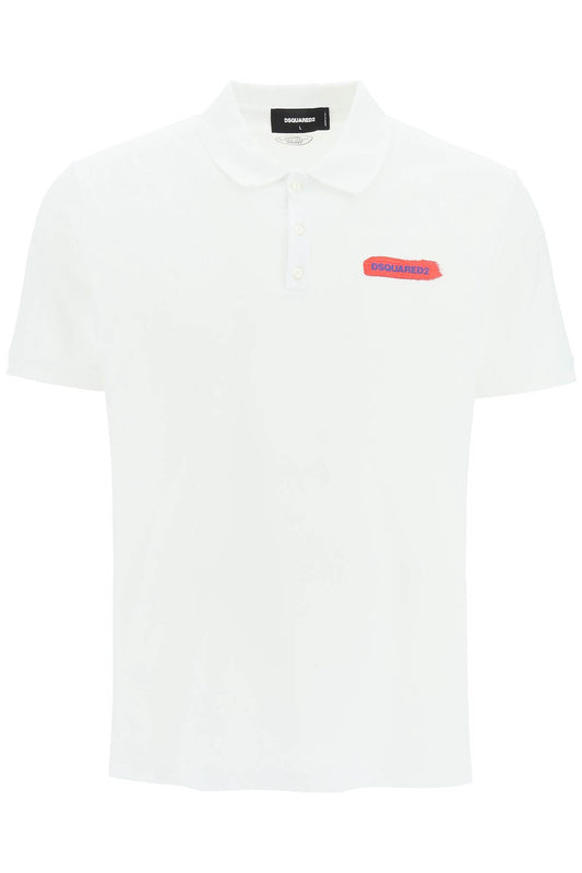 Dsquared2 Logo Cotton Polo Shirt   Bianco