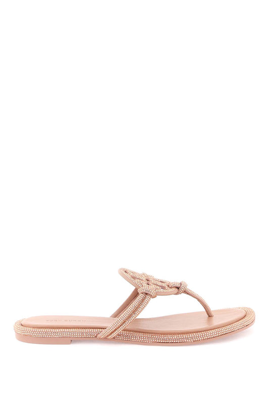 Tory Burch Pavé Leather Thong Sandals   Pink