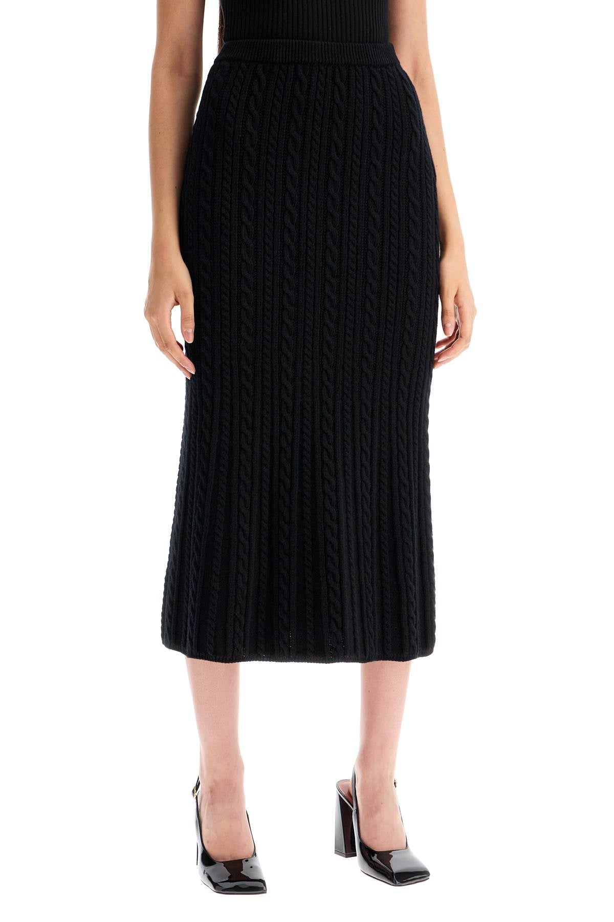 Alessandra Rich "knitted Midi Skirt With Cable Knit   Black