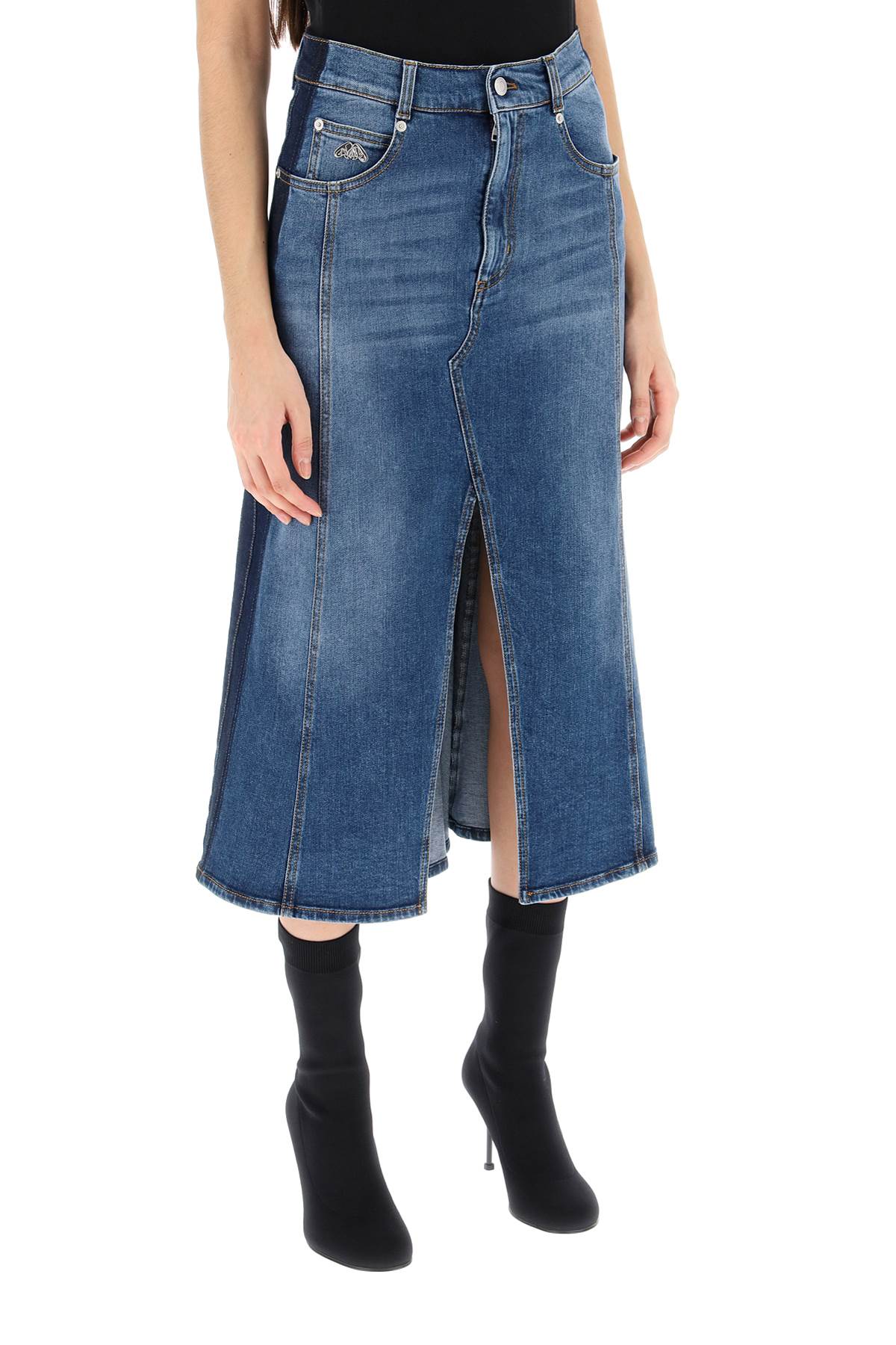 Alexander Mcqueen washed denim midi skirt - VivaceVenus