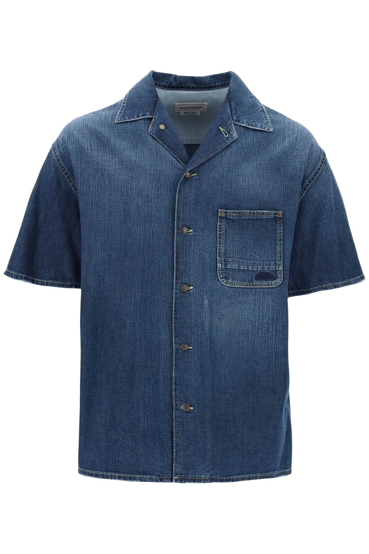 Alexander Mcqueen organic denim short sleeve shirt - VivaceVenus