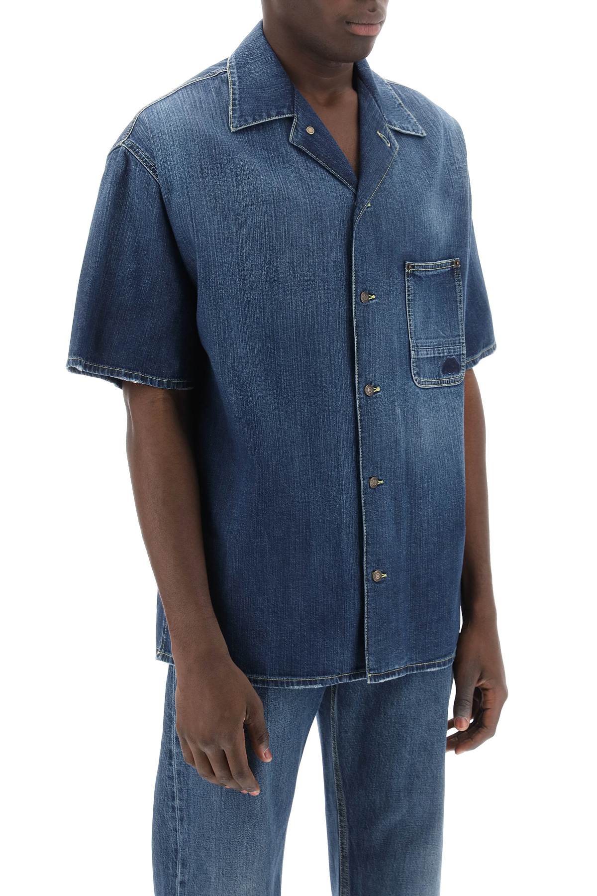 Alexander Mcqueen organic denim short sleeve shirt - VivaceVenus