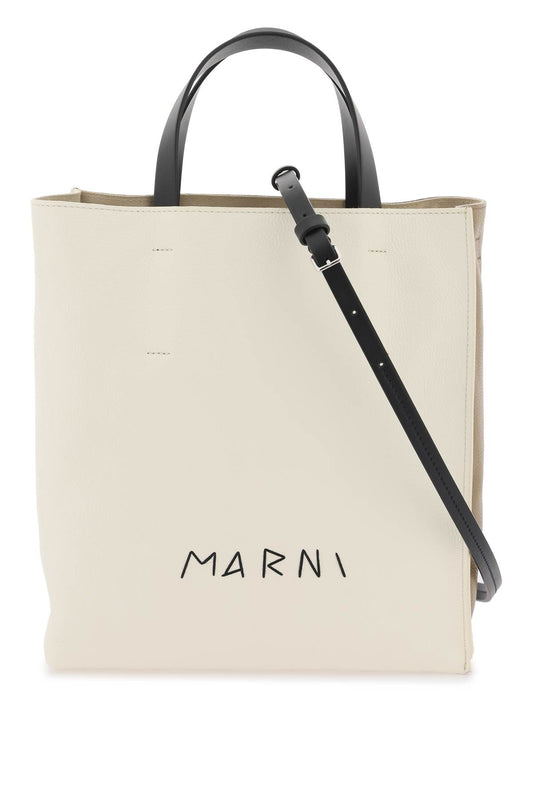 Marni Leather Museum Tote Bag   Neutral