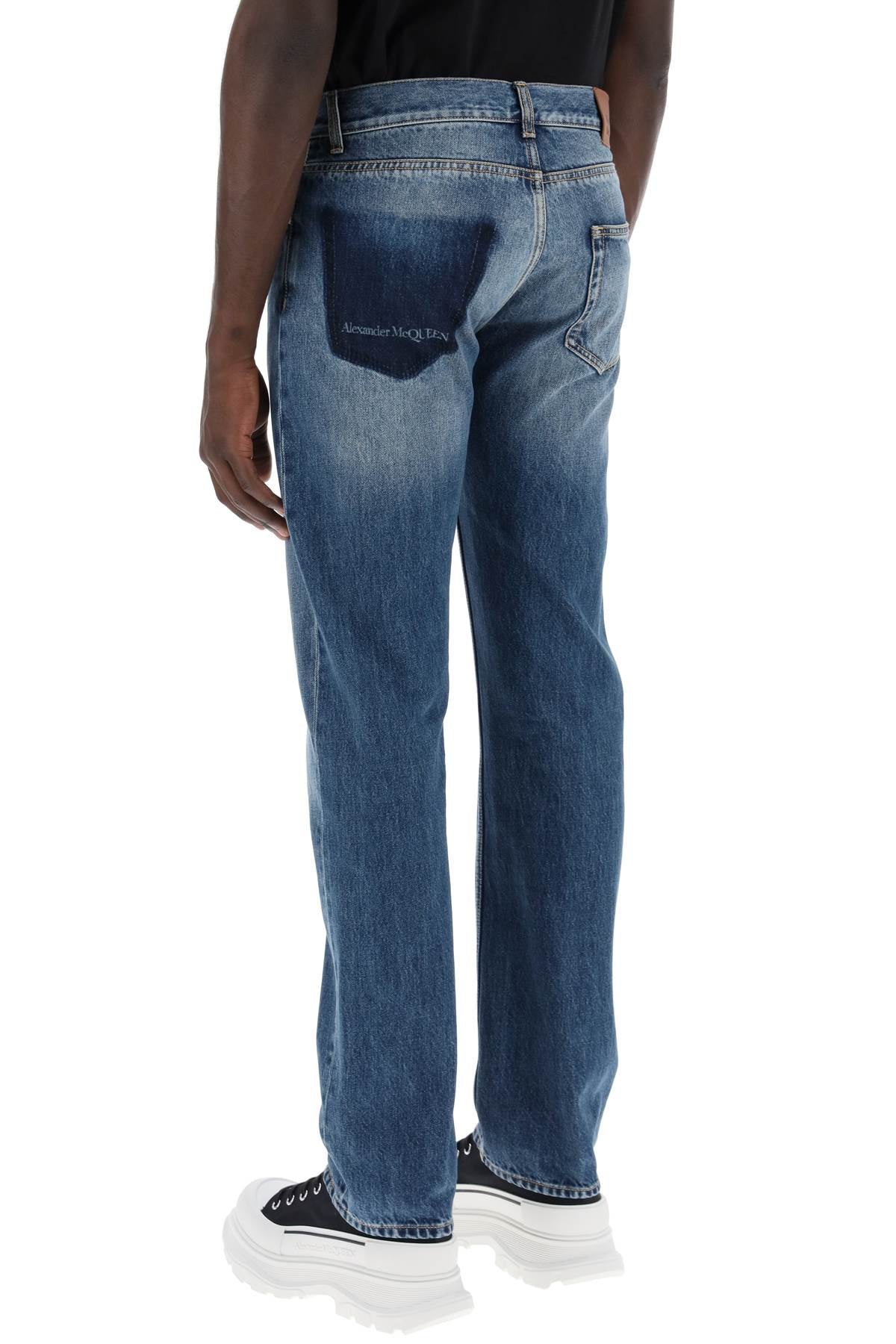 Alexander Mcqueen straight leg jeans with faux pocket on the back. - VivaceVenus