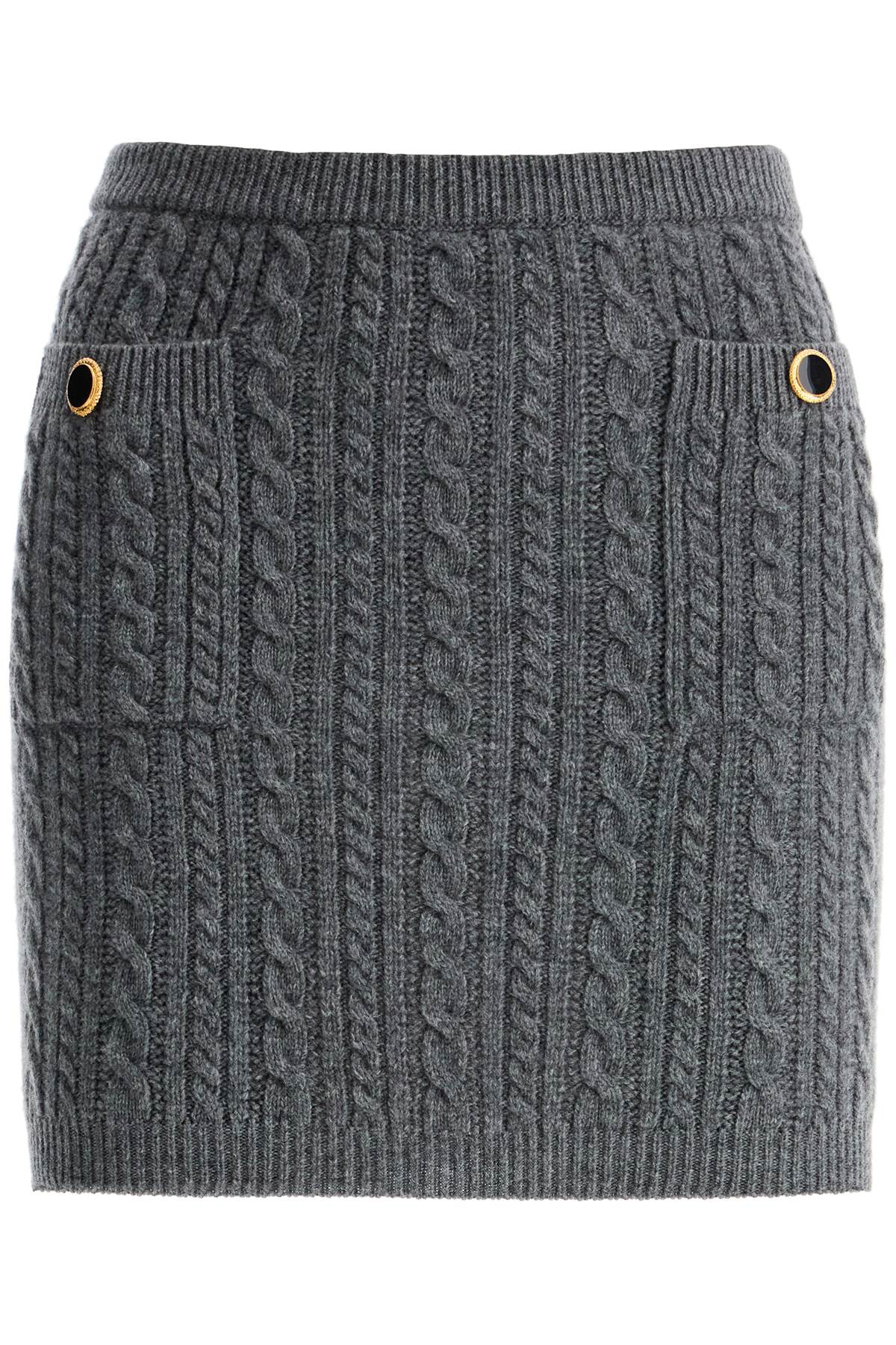 Alessandra Rich Knitted Mini Skirt With Braided   Grey