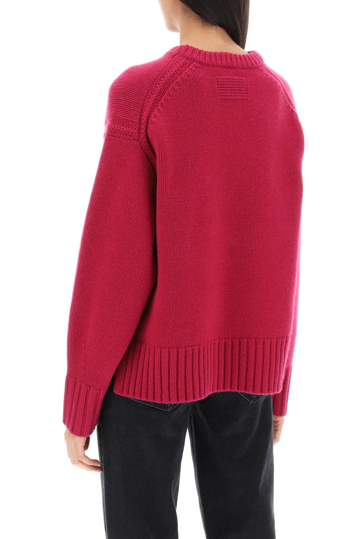 Guest In Residence Crew Neck Sweater In Cashmere   Fuchsia